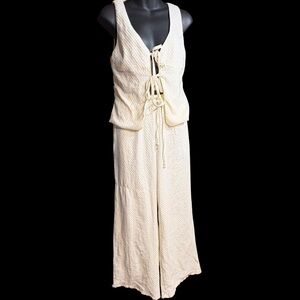 Mooloola Adi Dallis Tie Front Vest wide-leg pants set size 10 women’s beach